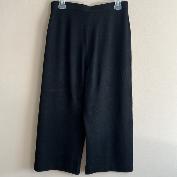 St. John Caviar Knit Black Wide Leg Crop Pants - Picture 2 of 5